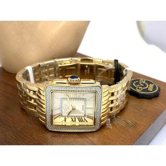 GV2 by Gevril Women\'s Watch 12303B Swiss Quartz Silver Dial Gold Steel 27.5mm